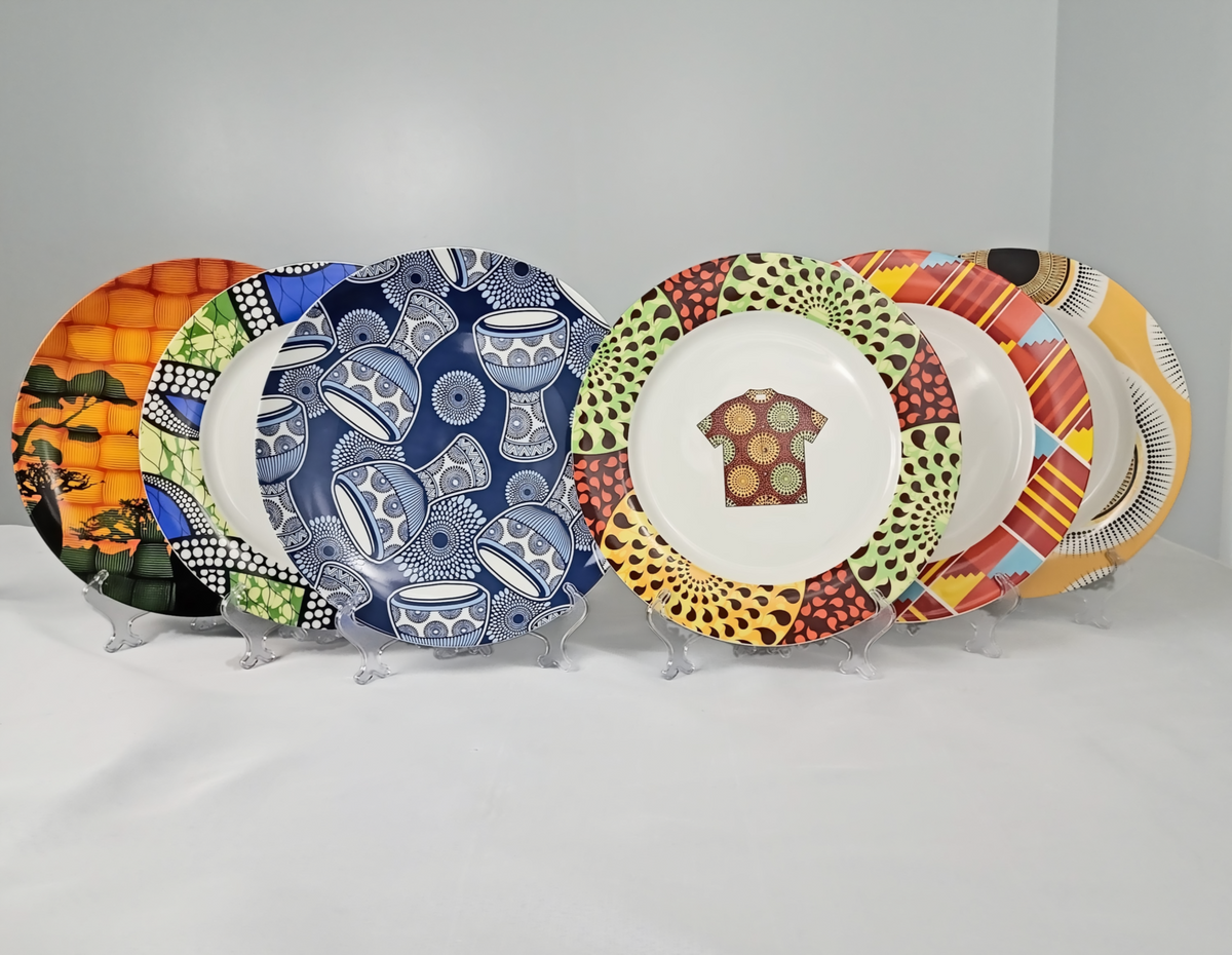 ANKARA CERAMIC PLATES (set of 6) Oyelakin Dinners (African Art