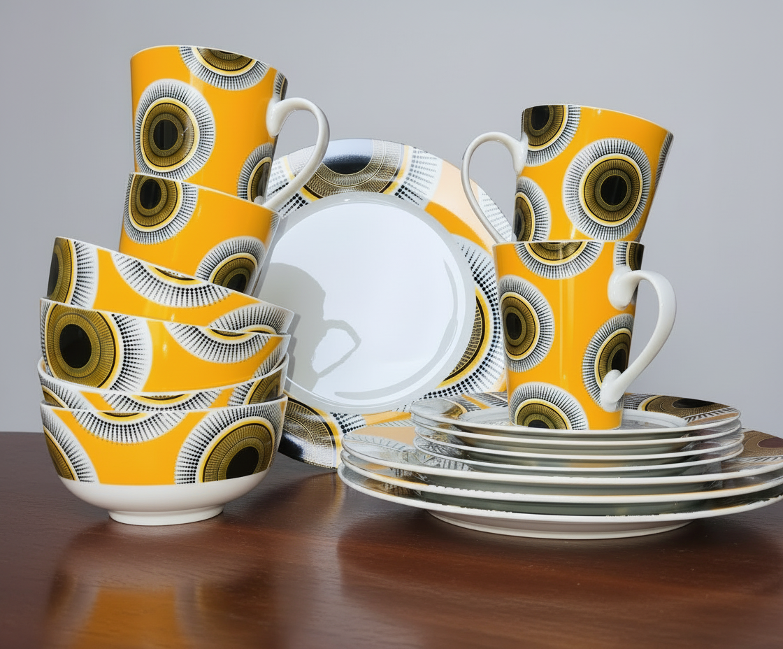 African Tableware 16 pcs African Art Dinnerware – Oyelakin Dinners (African Art Tableware)