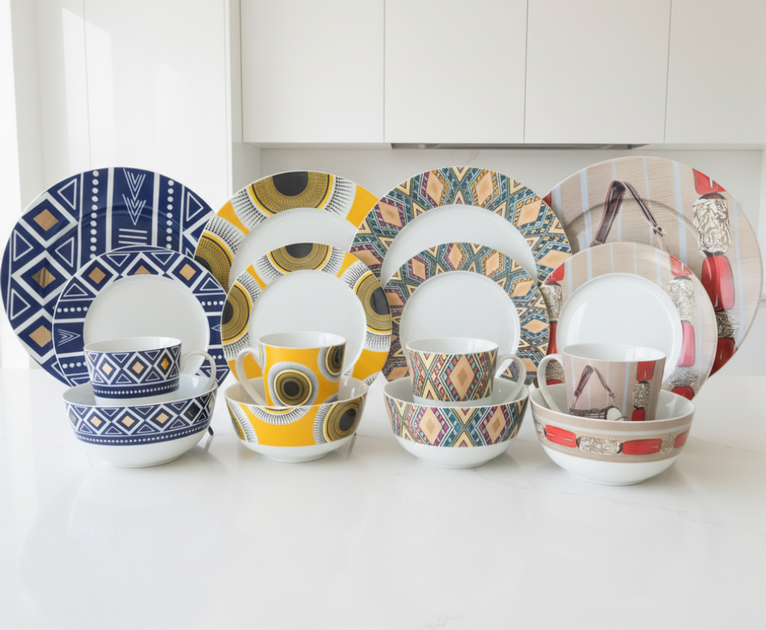 16 pcs African Art Dinnerware – Oyelakin Dinners (African Art Tableware)
