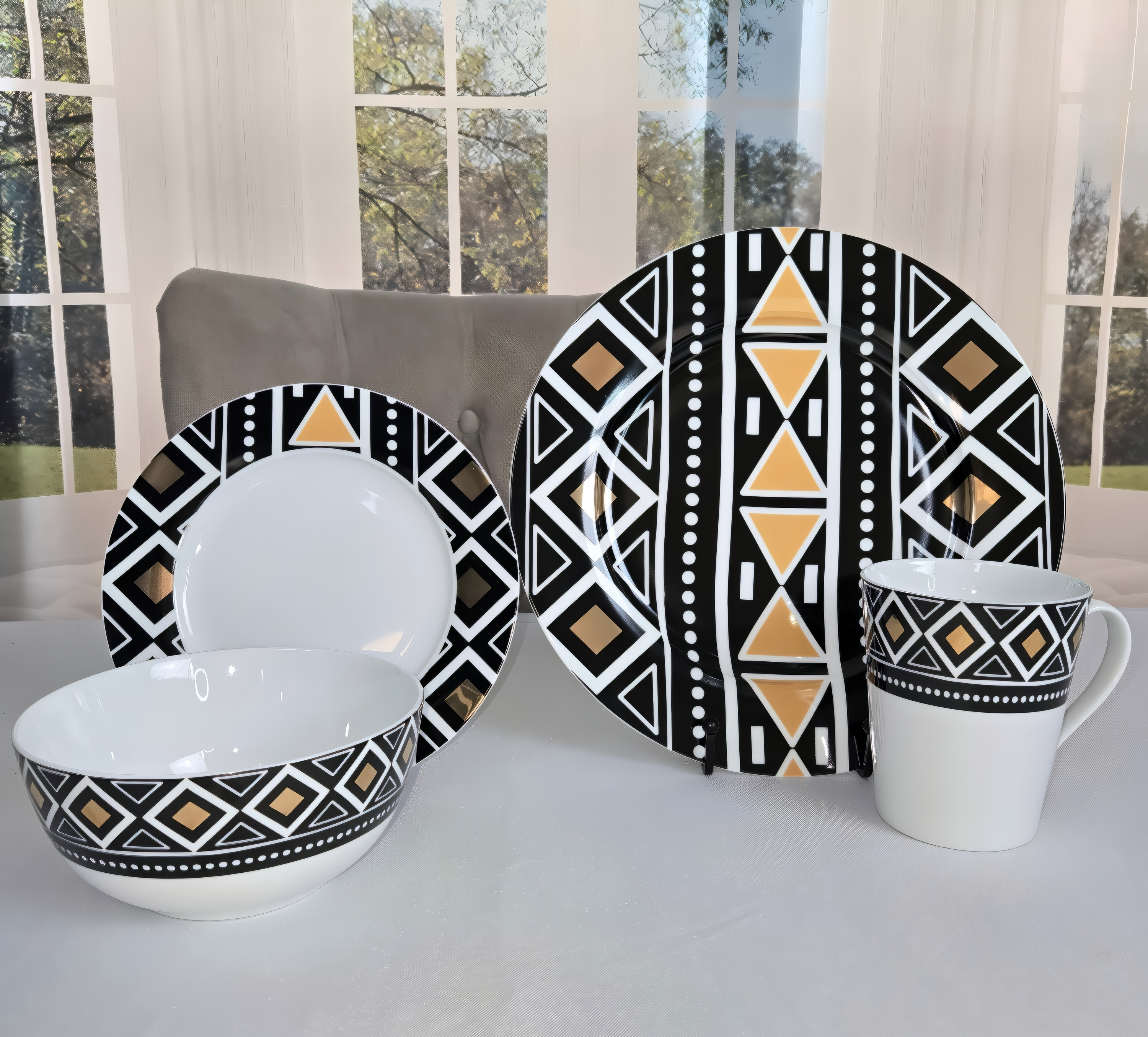 Mudcloth Black Porcelain (16pcs SET)