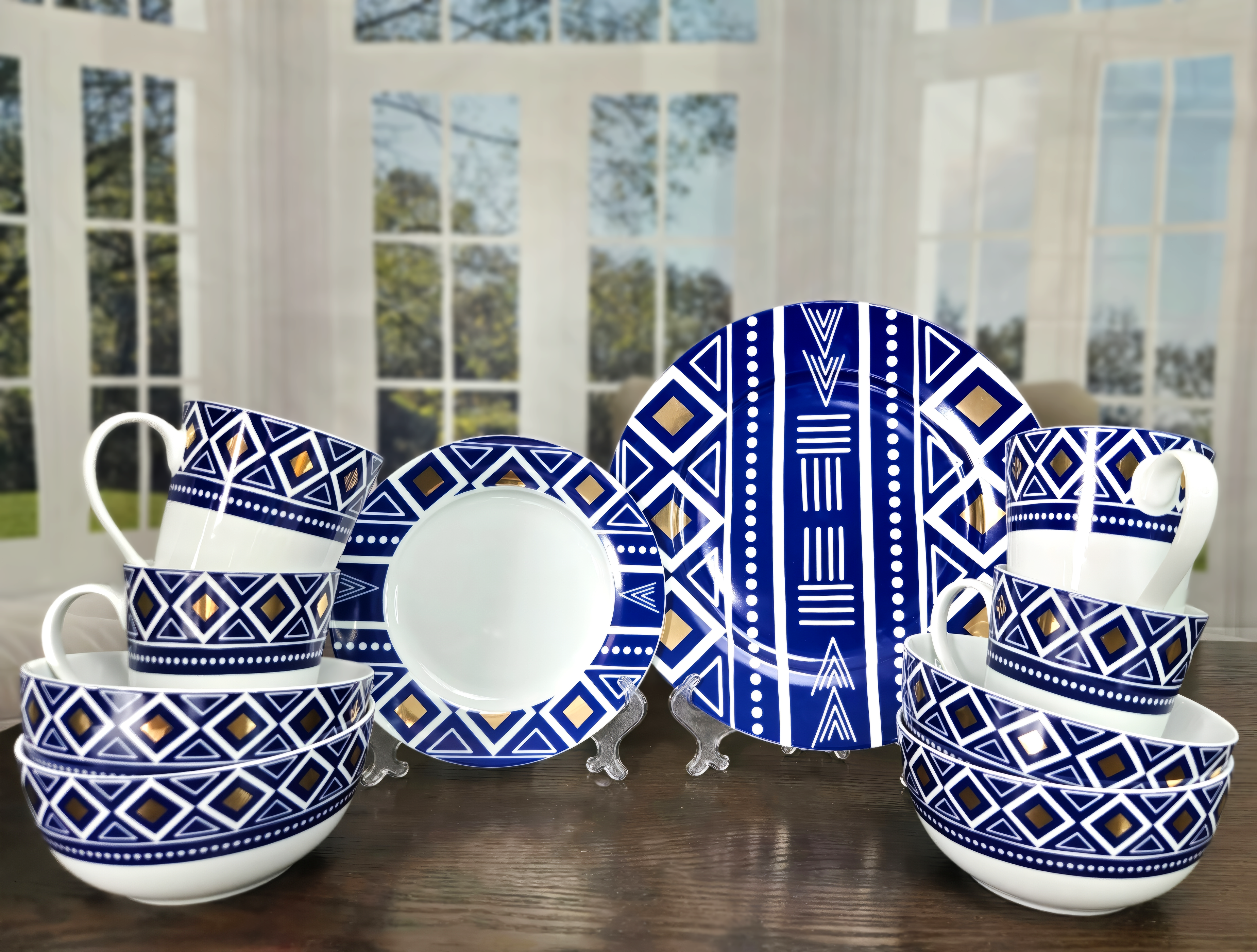 Mudcloth Blue Porcelain (16pcs SET)