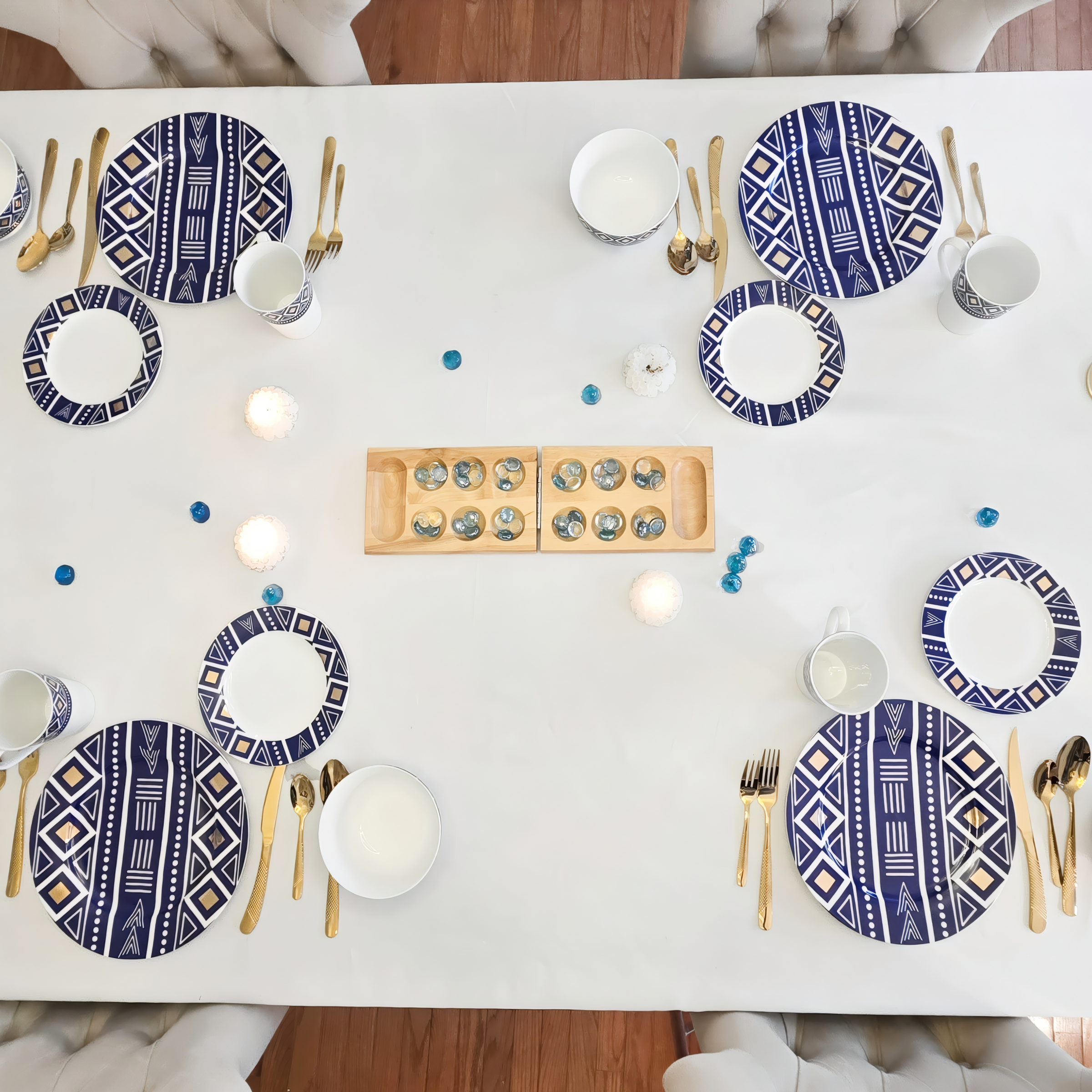 Mudcloth Blue Porcelain (16pcs SET)