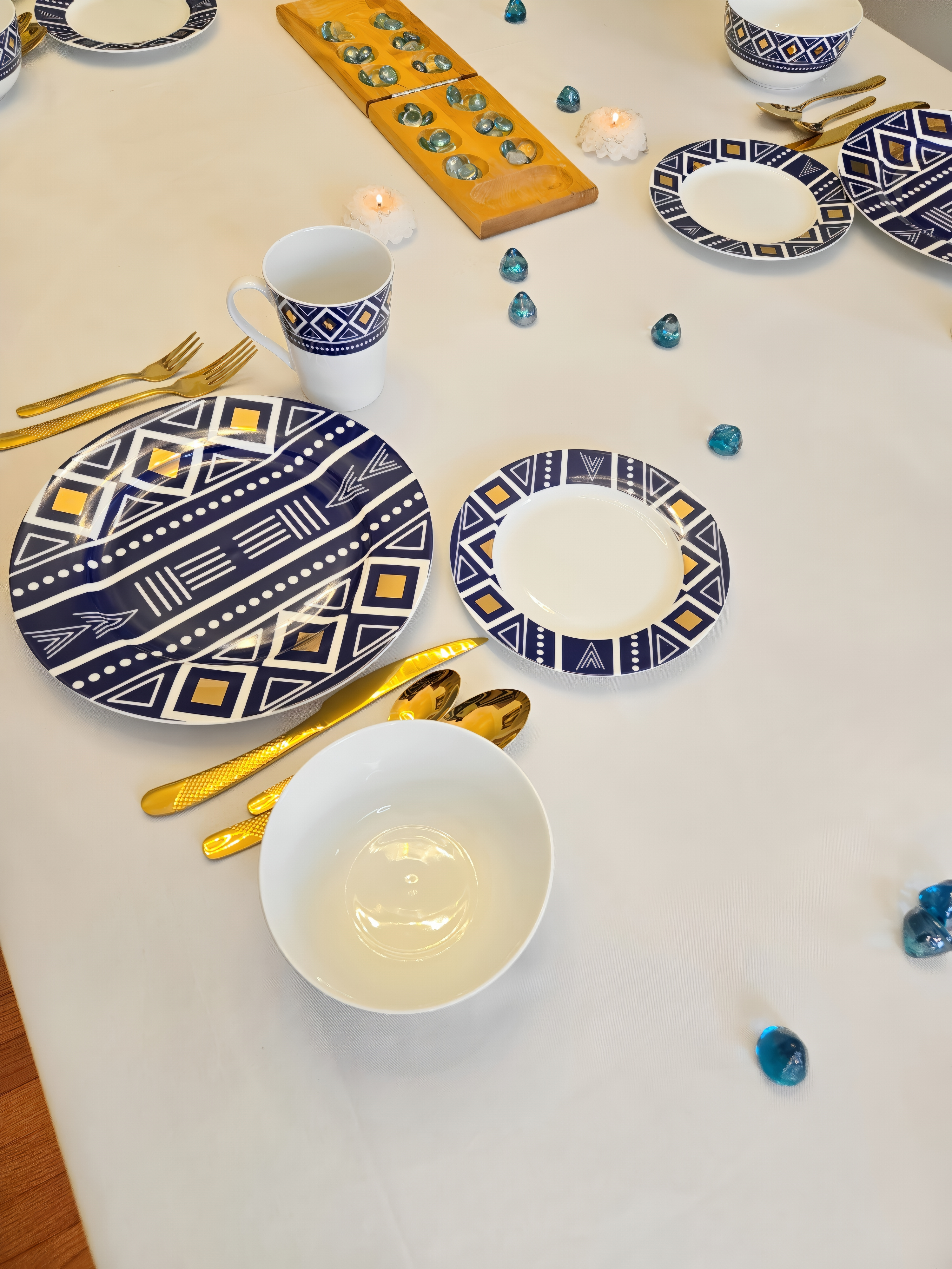 Mudcloth Blue Porcelain (16pcs SET)