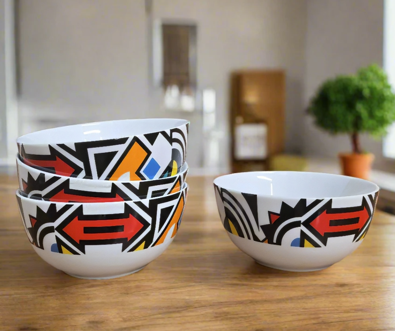 Joy of Ndebele Bowls (set of 4) – Oyelakin Dinners (African Art